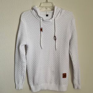 Unisex Knit Style White Drawsting Hoodie Size Small